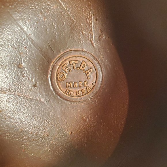 Vintage FTDA Made in USA Wood Resin Footed Bowl Pot Gourd Vine Leaf Design Fall - Picture 4 of 13